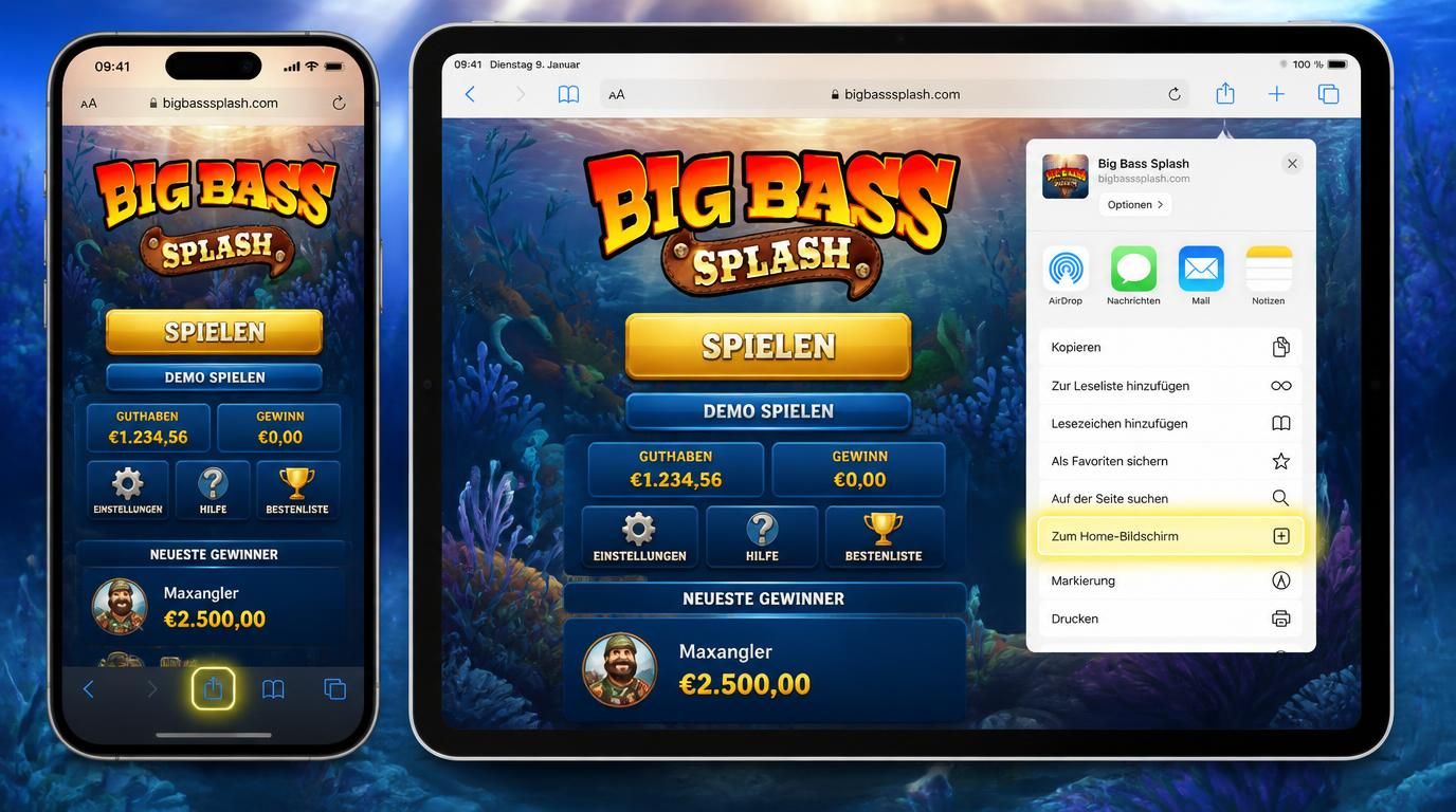 iPhone und iPad mit Spiel über Safari und Home-Bildschirm Shortcut